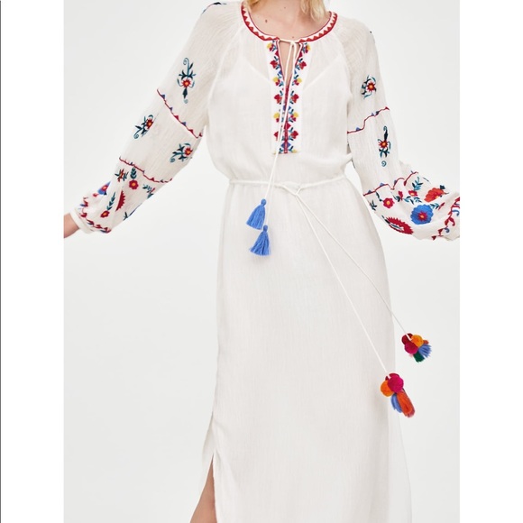 GORGEOUS ZARA NWT Embroidered Bohemian Tunic Dress - Picture 3 of 5